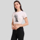 Womens Cotton Blend Graphic Print Crop T-Shirt